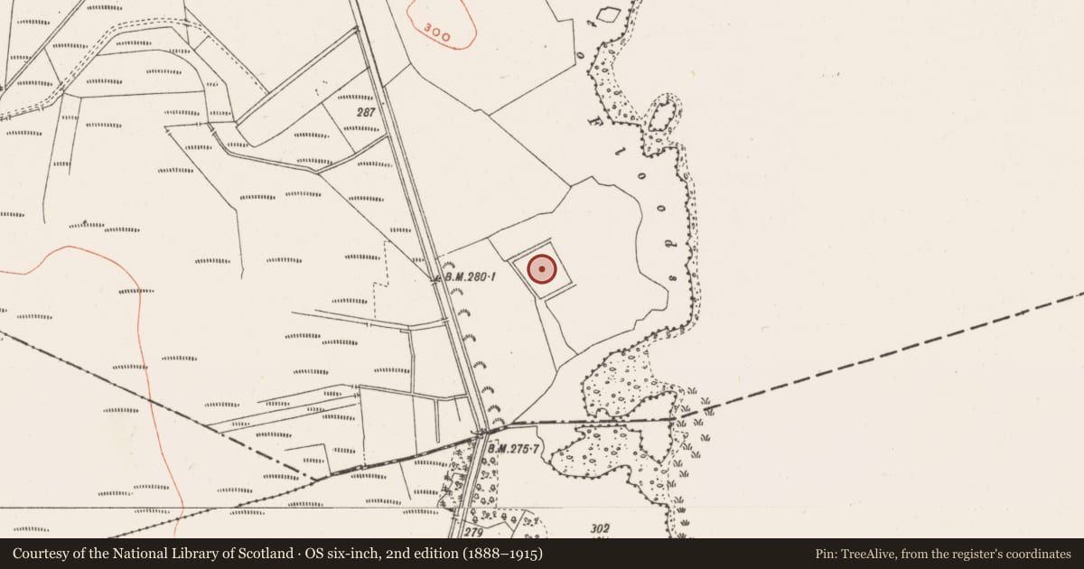 Ordnance Survey six-inch map, 2nd edition (1888–1915) covering the location of Moated site, Rathnamuddagh, County Westmeath, with a pin at the register's coordinates