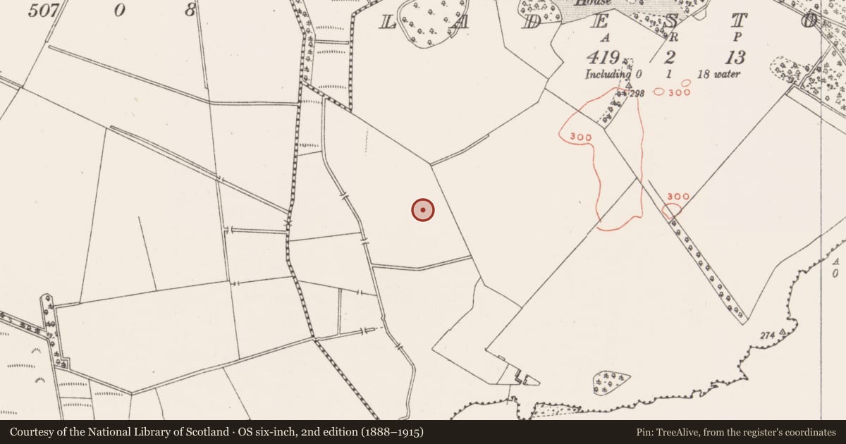 Ordnance Survey six-inch map, 2nd edition (1888–1915) covering the location of Earthwork, Ladestown, County Westmeath, with a pin at the register's coordinates