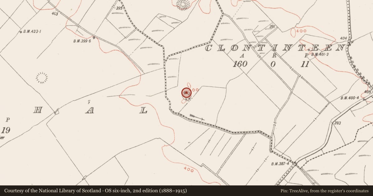 Ordnance Survey six-inch map, 2nd edition (1888–1915) covering the location of Ringfort - rath, Clontinteen, County Westmeath, with a pin at the register's coordinates