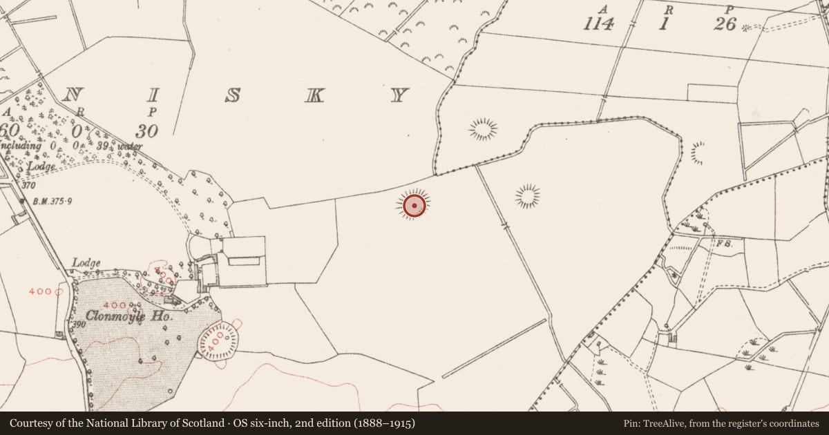 Ordnance Survey six-inch map, 2nd edition (1888–1915) covering the location of Ringfort - rath, Tullanisky, County Westmeath, with a pin at the register's coordinates