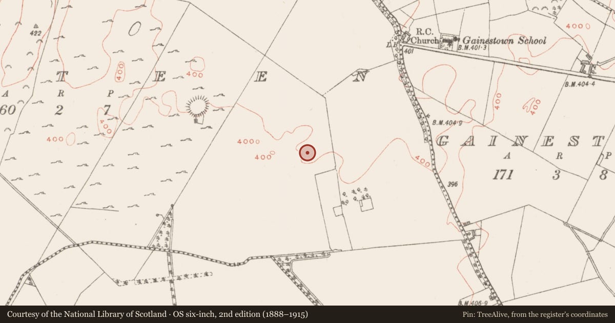 Ordnance Survey six-inch map, 2nd edition (1888–1915) covering the location of Souterrain, Gorteen, County Westmeath, with a pin at the register's coordinates