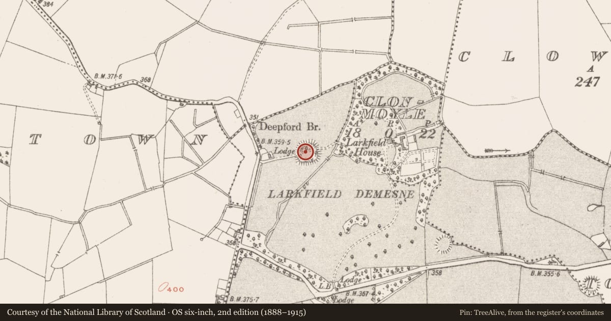 Ordnance Survey six-inch map, 2nd edition (1888–1915) covering the location of Ringfort - rath, Vilanstown, County Westmeath, with a pin at the register's coordinates