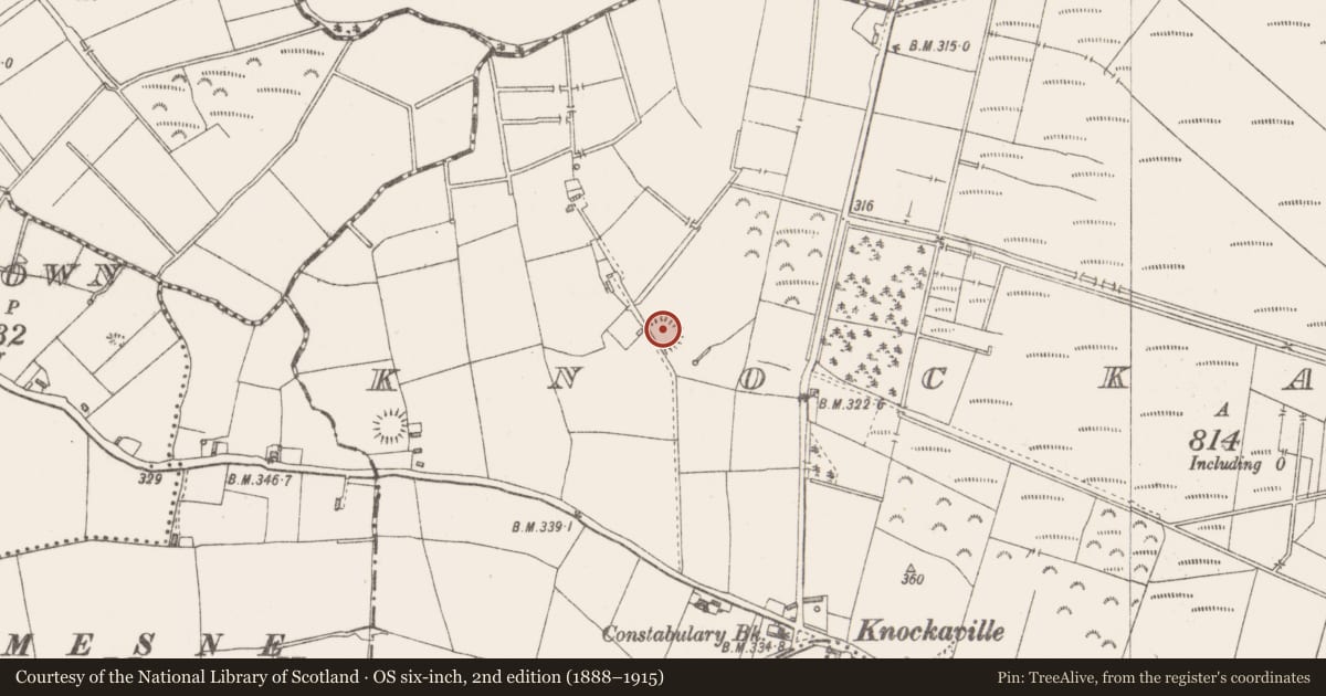 Ordnance Survey six-inch map, 2nd edition (1888–1915) covering the location of House - indeterminate date, Knockaville, County Westmeath, with a pin at the register's coordinates