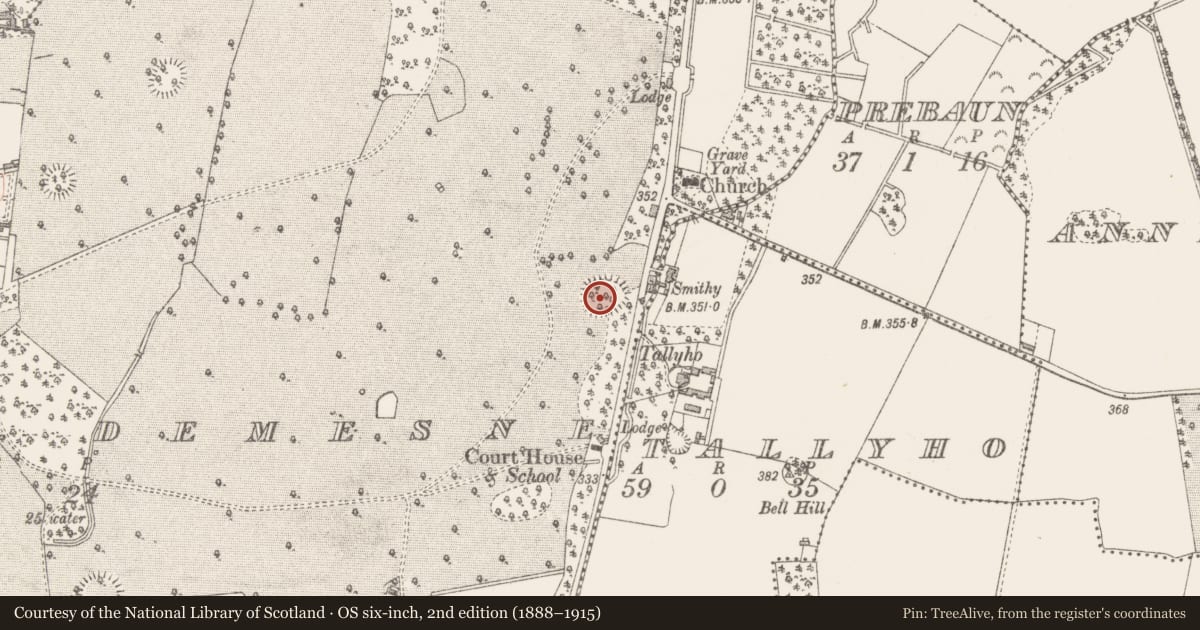 Ordnance Survey six-inch map, 2nd edition (1888–1915) covering the location of Ringfort - rath, Rochfort Demesne, County Westmeath, with a pin at the register's coordinates