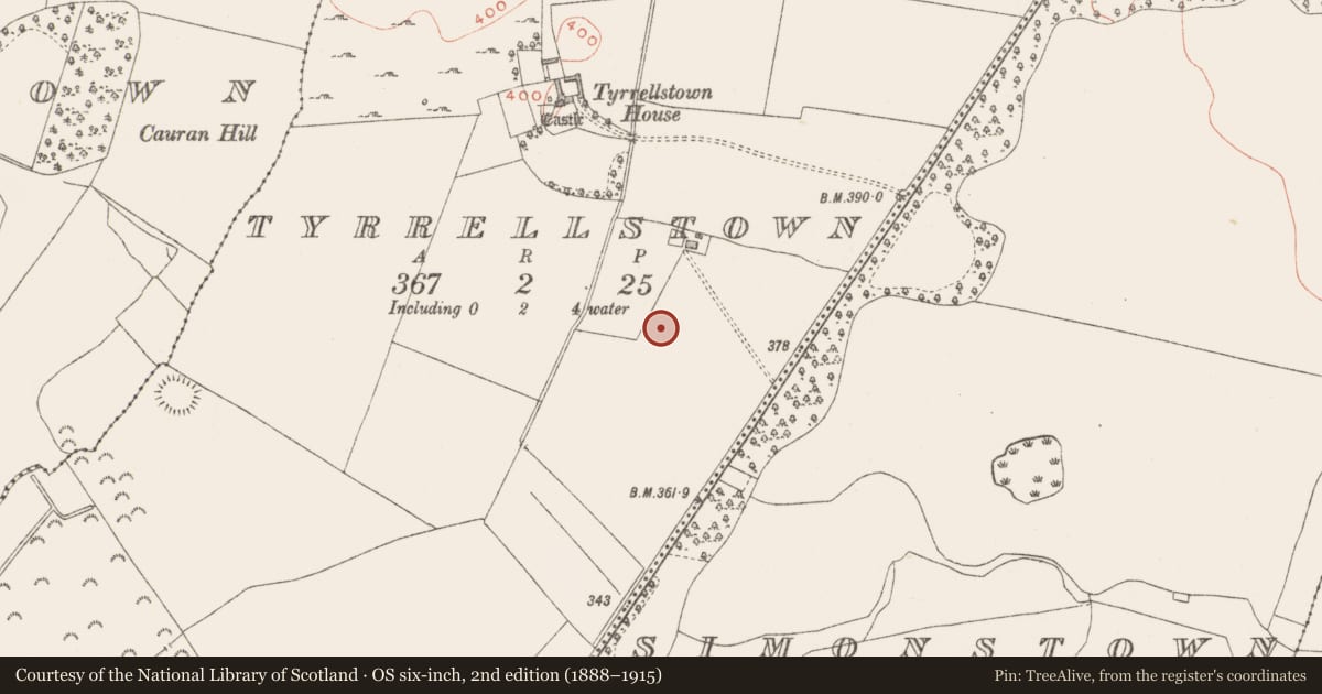 Ordnance Survey six-inch map, 2nd edition (1888–1915) covering the location of Ringfort - rath, Tyrrellstown, County Westmeath, with a pin at the register's coordinates