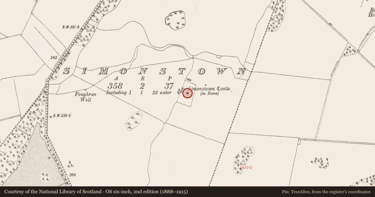 Ordnance Survey six-inch map, 2nd edition (1888–1915) covering the location of Bawn, Simonstown, County Westmeath, with a pin at the register's coordinates
