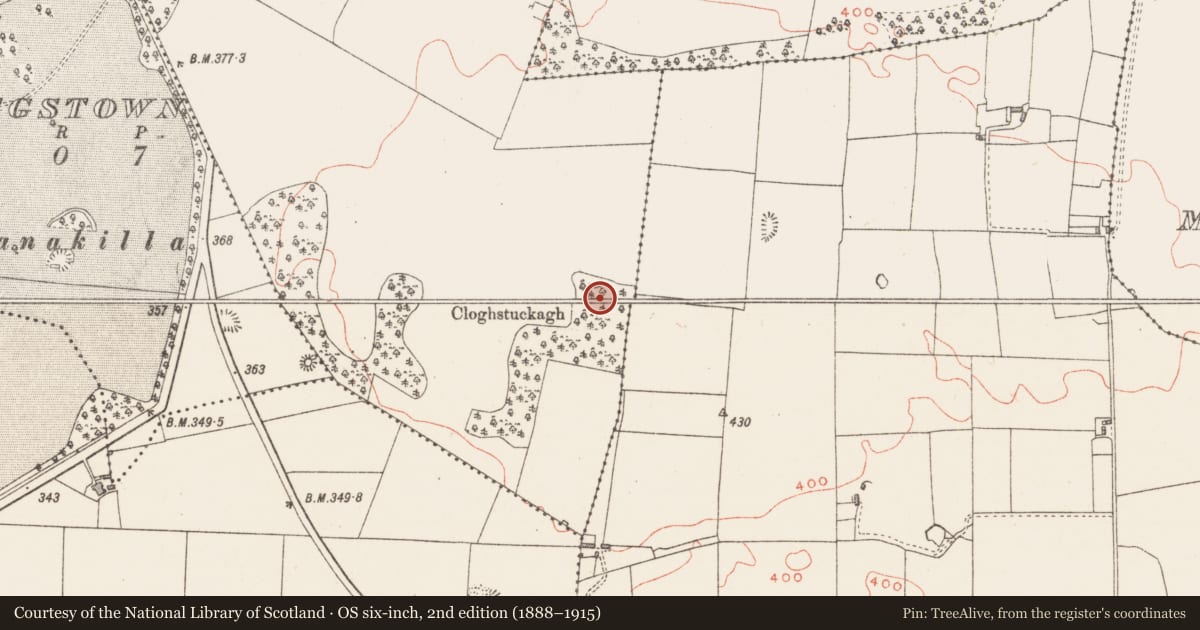 Ordnance Survey six-inch map, 2nd edition (1888–1915) covering the location of Standing stone, Simonstown, County Westmeath, with a pin at the register's coordinates