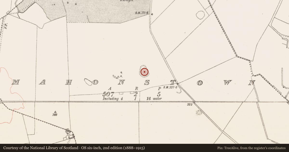Ordnance Survey six-inch map, 2nd edition (1888–1915) covering the location of Ringfort - rath, Mahonstown, County Westmeath, with a pin at the register's coordinates
