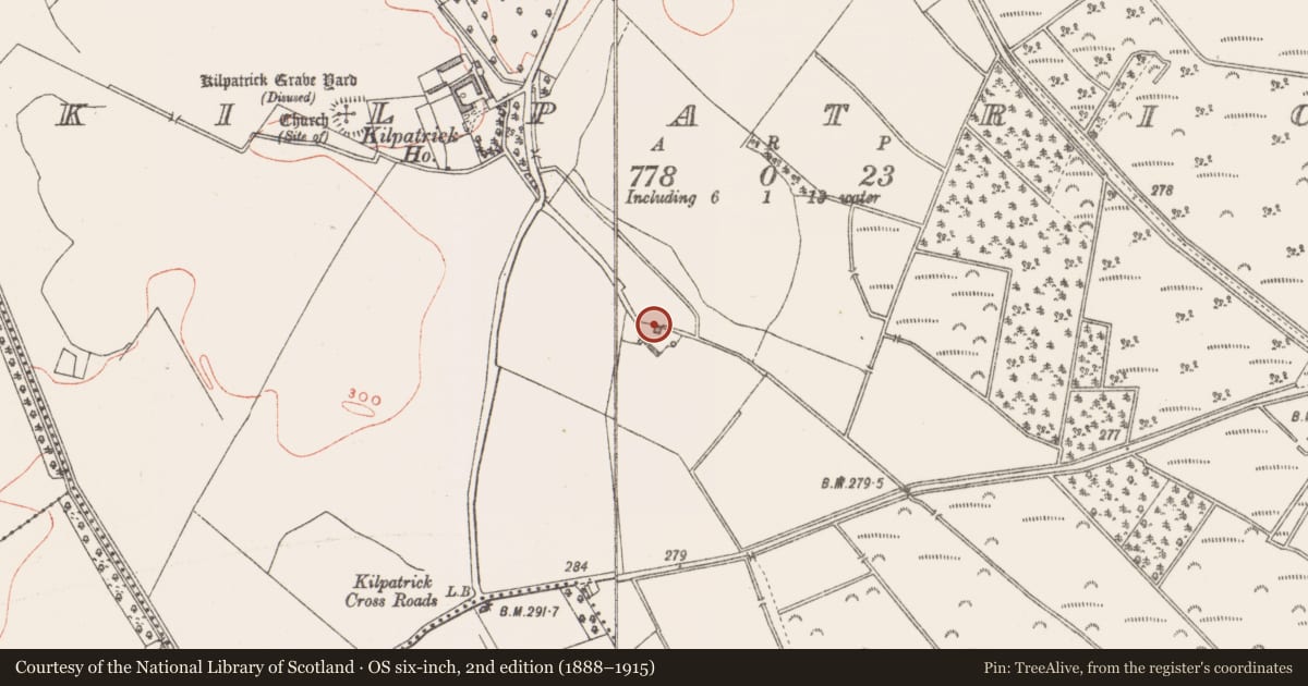 Ordnance Survey six-inch map, 2nd edition (1888–1915) covering the location of Water mill - unclassified, Kilpatrick, County Westmeath, with a pin at the register's coordinates