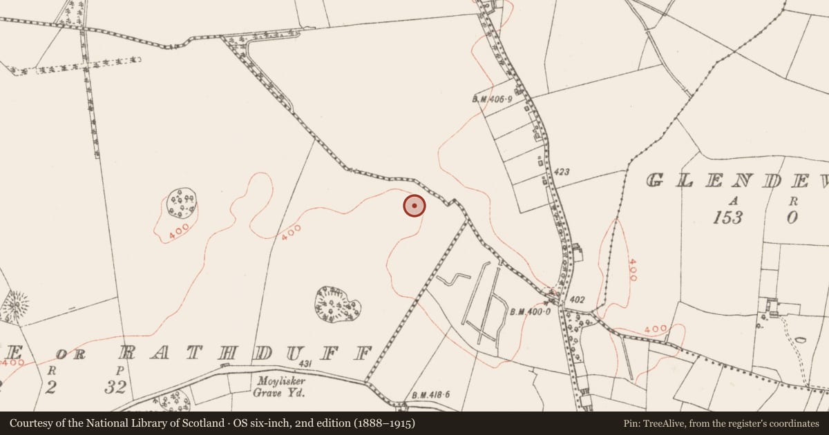 Ordnance Survey six-inch map, 2nd edition (1888–1915) covering the location of Enclosure, Anneville Or Rathduff, County Westmeath, with a pin at the register's coordinates