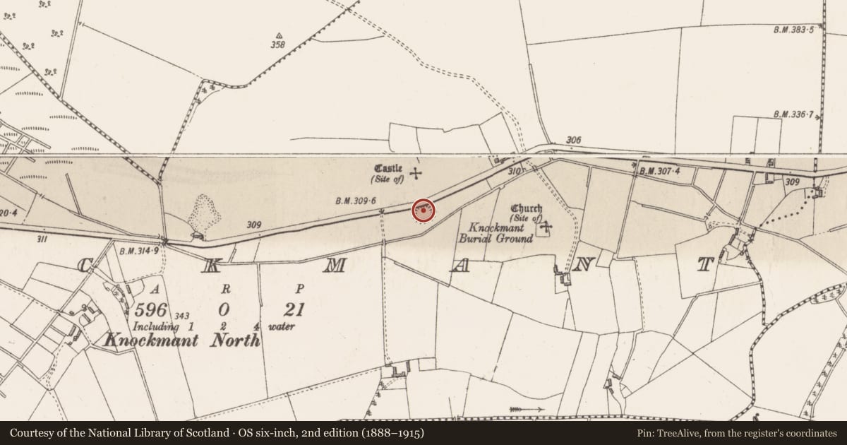 Ordnance Survey six-inch map, 2nd edition (1888–1915) covering the location of Ringfort - rath, Knockmant, County Westmeath, with a pin at the register's coordinates
