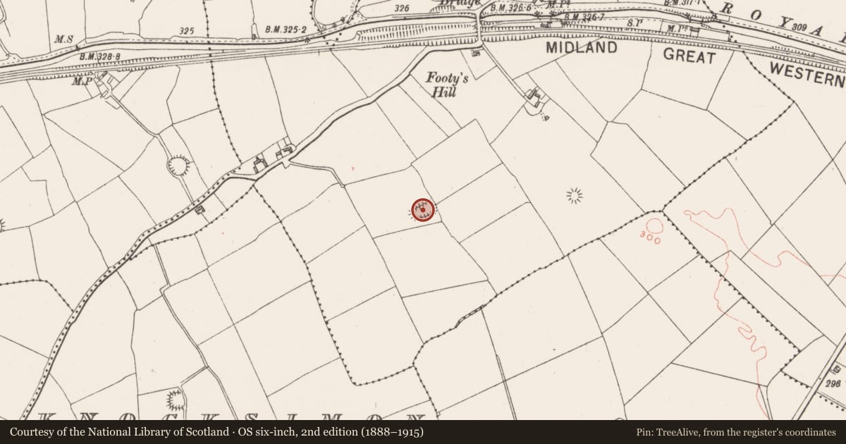 Ordnance Survey six-inch map, 2nd edition (1888–1915) covering the location of Moated site, Porterstown (Cooke), County Westmeath, with a pin at the register's coordinates