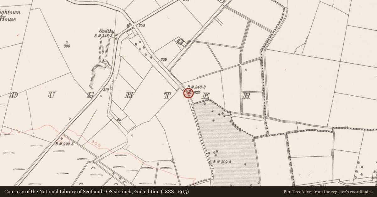 Ordnance Survey six-inch map, 2nd edition (1888–1915) covering the location of Cross - Wayside cross, Hightown Or Balloughter, County Westmeath, with a pin at the register's coordinates