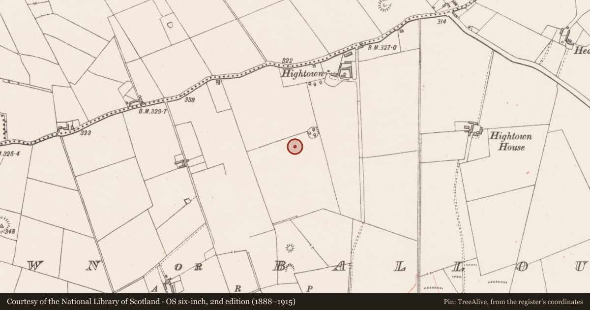 Ordnance Survey six-inch map, 2nd edition (1888–1915) covering the location of Enclosure, Hightown Or Balloughter, County Westmeath, with a pin at the register's coordinates