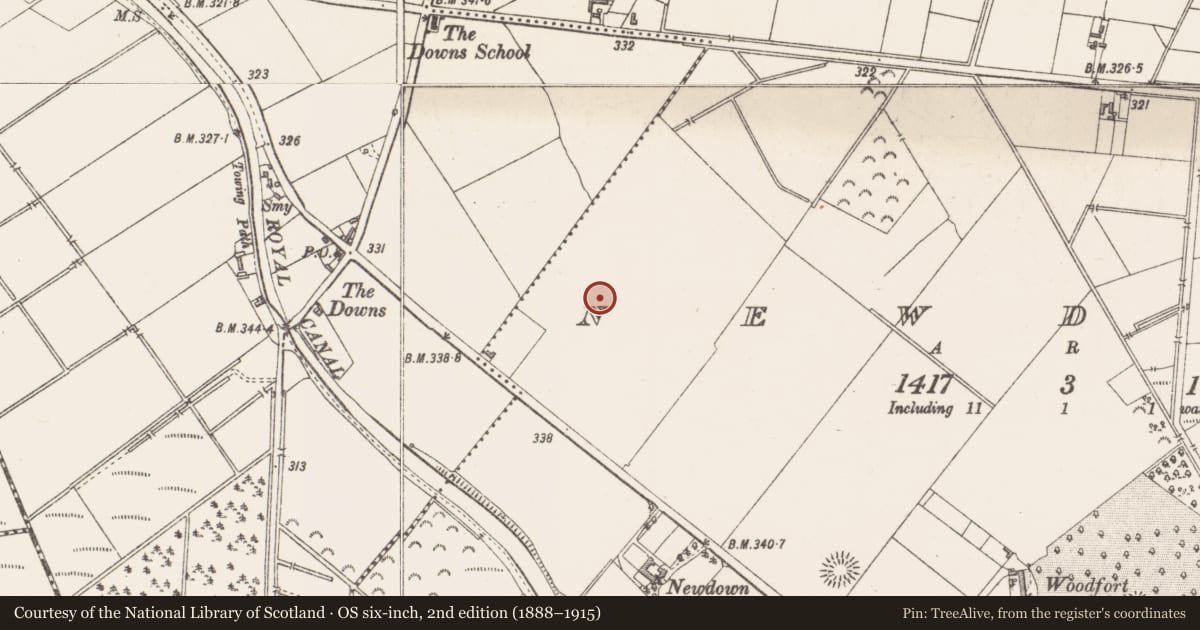 Ordnance Survey six-inch map, 2nd edition (1888–1915) covering the location of Enclosure, Newdown, County Westmeath, with a pin at the register's coordinates