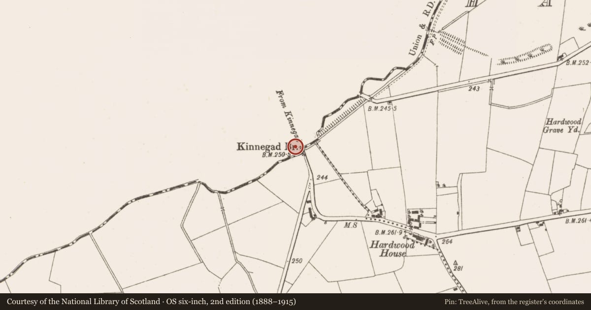 Ordnance Survey six-inch map, 2nd edition (1888–1915) covering the location of Bridge, Kinnegad, County Westmeath, with a pin at the register's coordinates