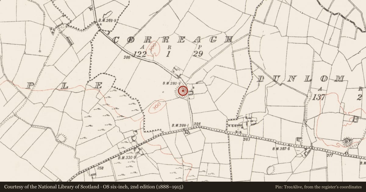 Ordnance Survey six-inch map, 2nd edition (1888–1915) covering the location of Ringfort - rath, Correagh, County Westmeath, with a pin at the register's coordinates