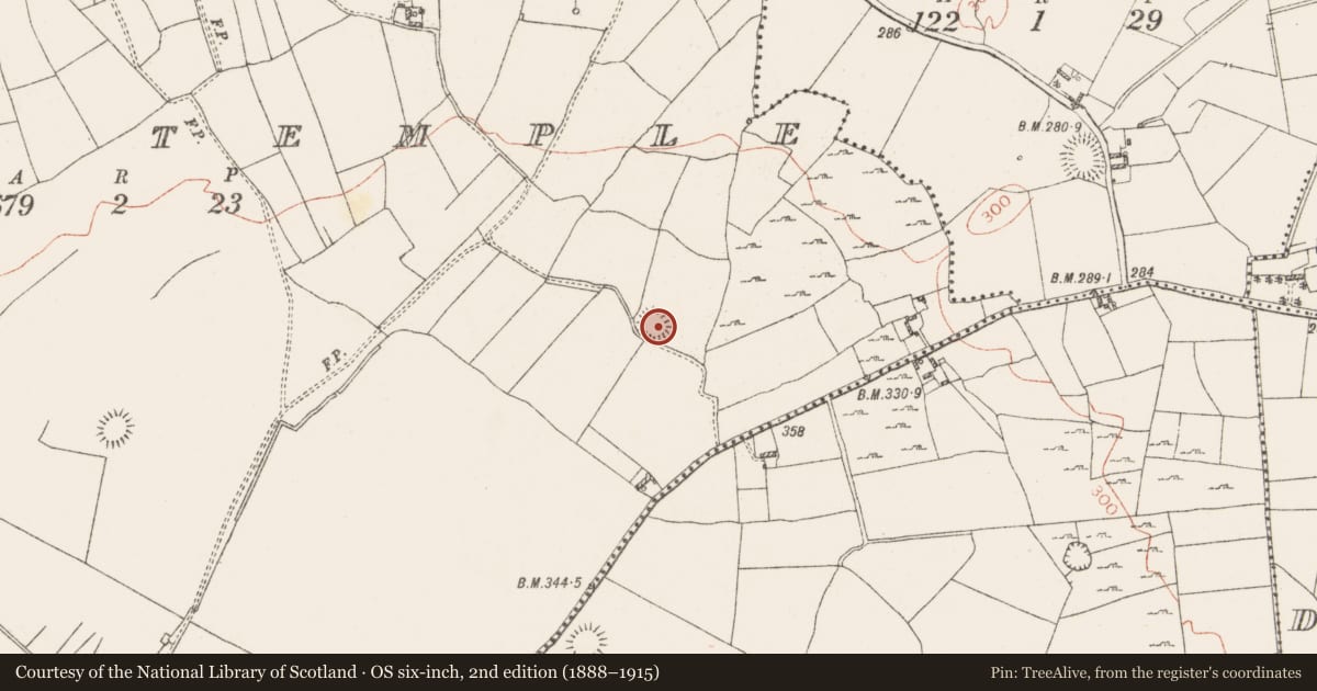 Ordnance Survey six-inch map, 2nd edition (1888–1915) covering the location of Ringfort - rath, Mount Temple, County Westmeath, with a pin at the register's coordinates