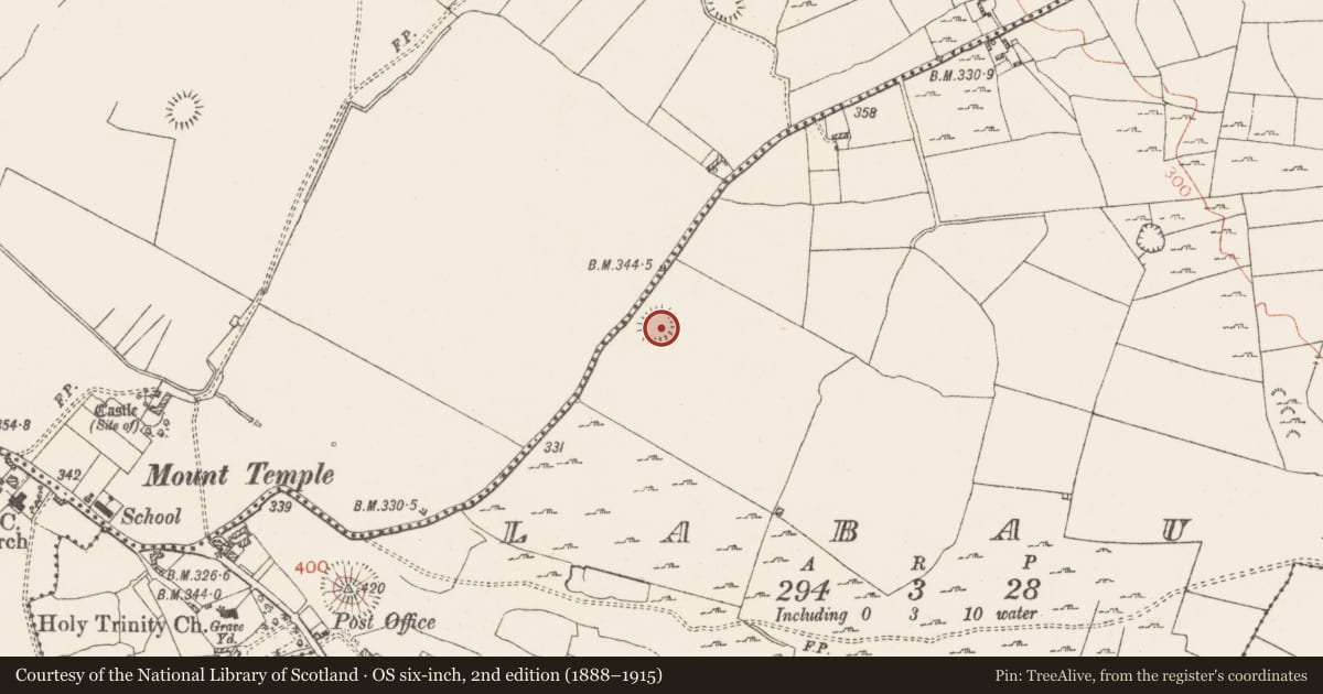 Ordnance Survey six-inch map, 2nd edition (1888–1915) covering the location of Ringfort - rath, Labaun, County Westmeath, with a pin at the register's coordinates