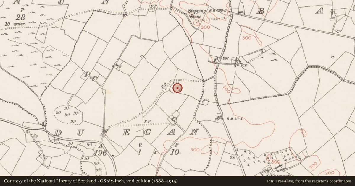 Ordnance Survey six-inch map, 2nd edition (1888–1915) covering the location of Ringfort - rath, Dunegan, County Westmeath, with a pin at the register's coordinates