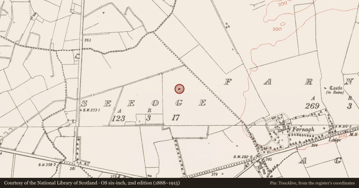 Ordnance Survey six-inch map, 2nd edition (1888–1915) covering the location of Ringfort - rath, Seeoge, County Westmeath, with a pin at the register's coordinates