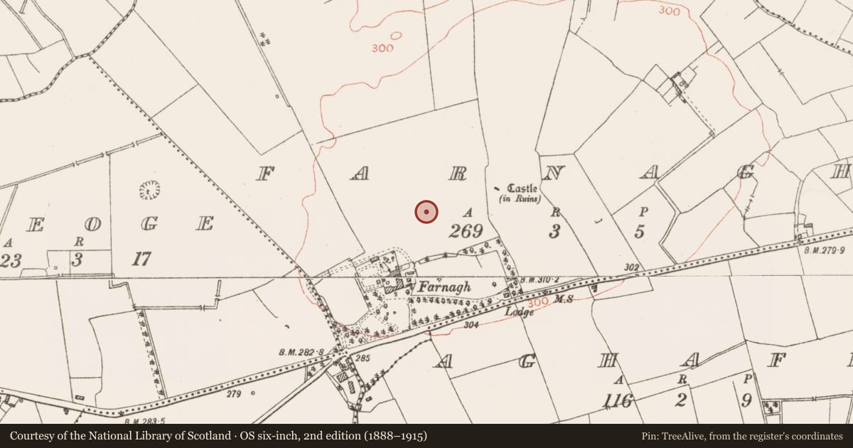 Ordnance Survey six-inch map, 2nd edition (1888–1915) covering the location of Ringfort - unclassified, Farnagh, County Westmeath, with a pin at the register's coordinates