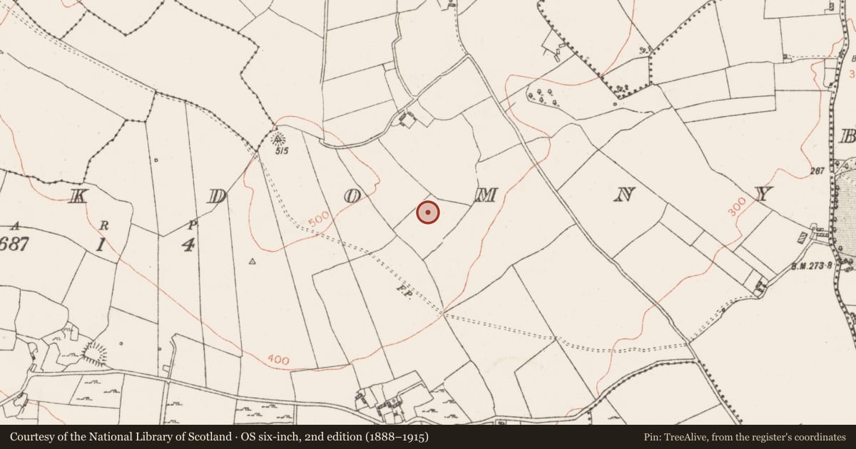 Ordnance Survey six-inch map, 2nd edition (1888–1915) covering the location of Ringfort - rath, Knockdomny, County Westmeath, with a pin at the register's coordinates