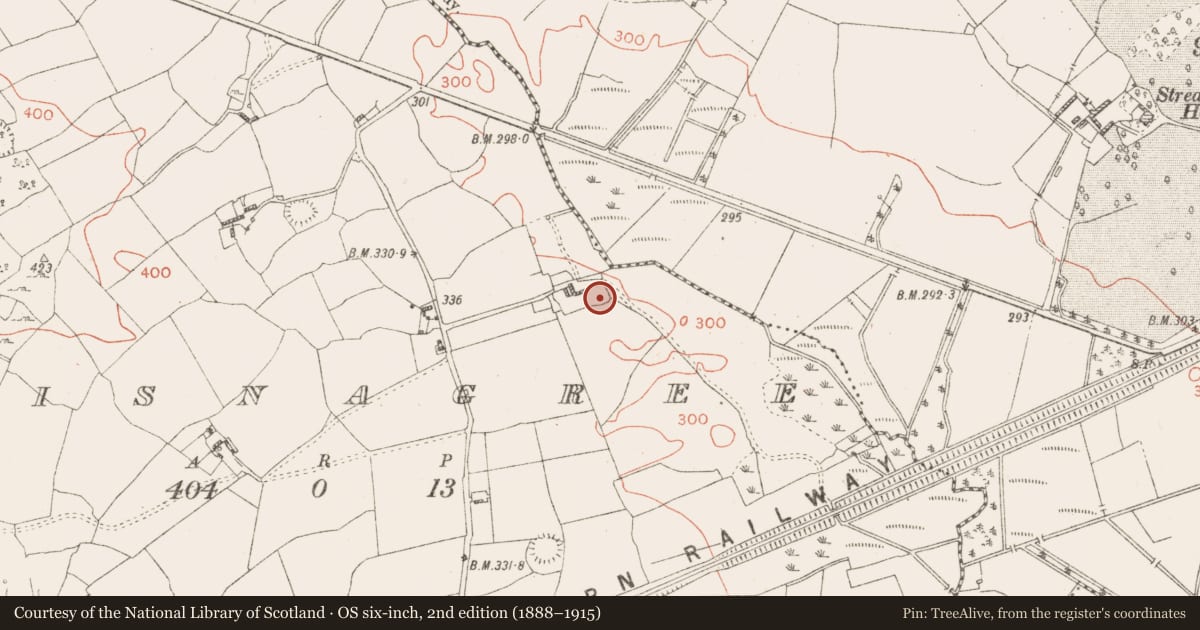 Ordnance Survey six-inch map, 2nd edition (1888–1915) covering the location of Ringfort - rath, Lisnagree, County Westmeath, with a pin at the register's coordinates