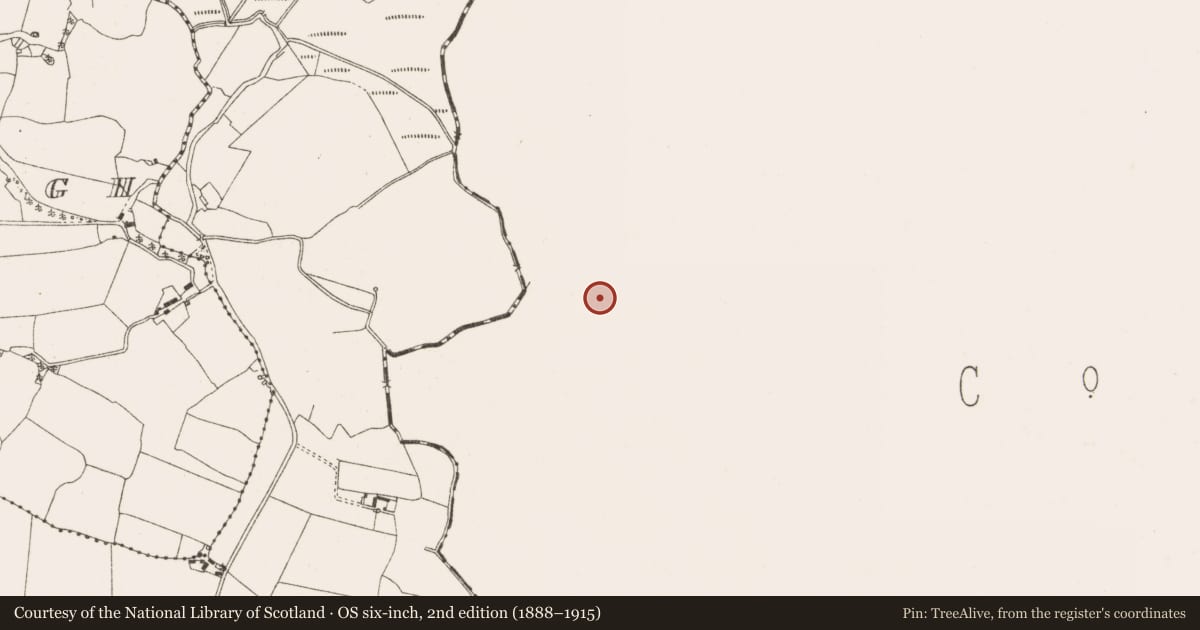 Ordnance Survey six-inch map, 2nd edition (1888–1915) covering the location of Ecclesiastical enclosure, Templemacateer, County Westmeath, with a pin at the register's coordinates