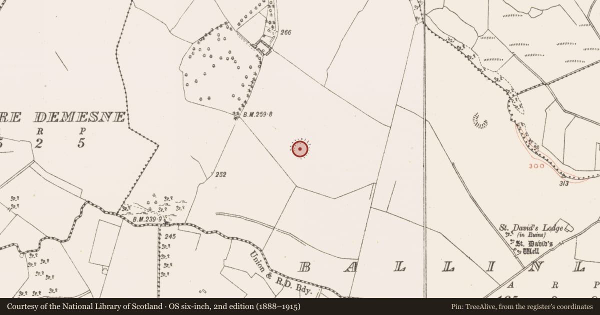 Ordnance Survey six-inch map, 2nd edition (1888–1915) covering the location of Ringfort - rath, Ballinlaban, County Westmeath, with a pin at the register's coordinates
