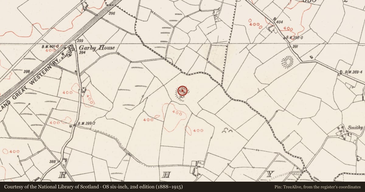 Ordnance Survey six-inch map, 2nd edition (1888–1915) covering the location of House - indeterminate date, Garhy, County Westmeath, with a pin at the register's coordinates