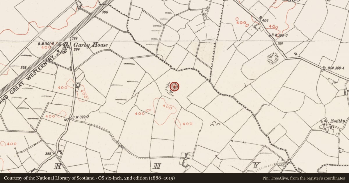 Ordnance Survey six-inch map, 2nd edition (1888–1915) covering the location of House - indeterminate date, Garhy, County Westmeath, with a pin at the register's coordinates