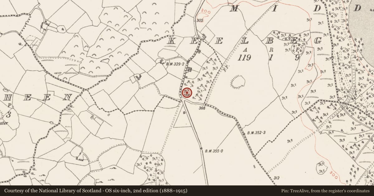 Ordnance Survey six-inch map, 2nd edition (1888–1915) covering the location of Enclosure, Kilbalraherd, County Westmeath, with a pin at the register's coordinates