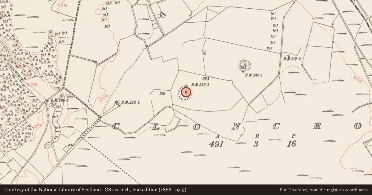 Ordnance Survey six-inch map, 2nd edition (1888–1915) covering the location of Ringfort - rath, Cloncrow, County Westmeath, with a pin at the register's coordinates