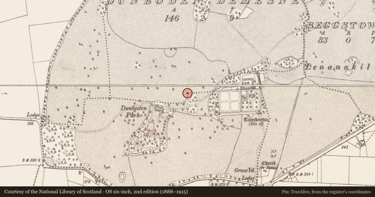 Ordnance Survey six-inch map, 2nd edition (1888–1915) covering the location of Windmill, Dunboden Demesne, County Westmeath, with a pin at the register's coordinates