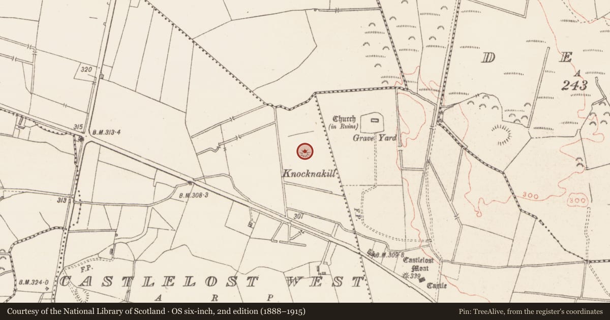 Ordnance Survey six-inch map, 2nd edition (1888–1915) covering the location of Barrow - unclassified, Castlelost West, County Westmeath, with a pin at the register's coordinates