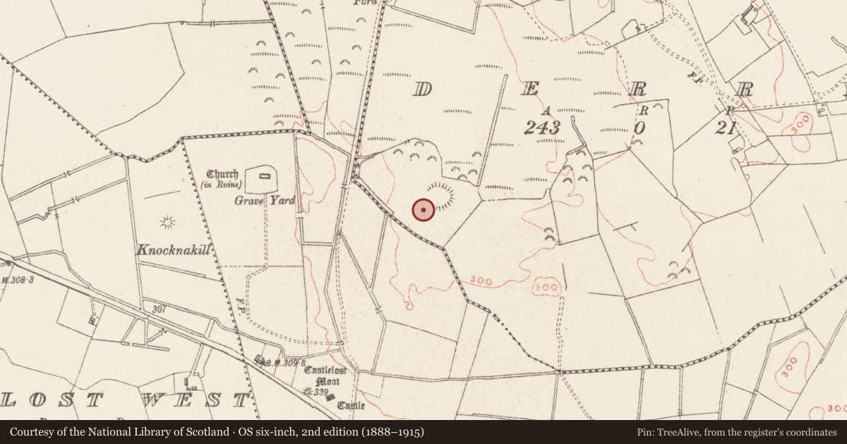 Ordnance Survey six-inch map, 2nd edition (1888–1915) covering the location of House - indeterminate date, Derry, County Westmeath, with a pin at the register's coordinates