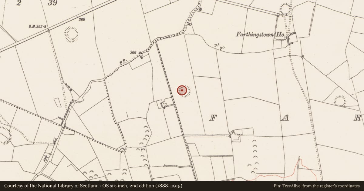 Ordnance Survey six-inch map, 2nd edition (1888–1915) covering the location of Ringfort - unclassified, Farthingstown, County Westmeath, with a pin at the register's coordinates