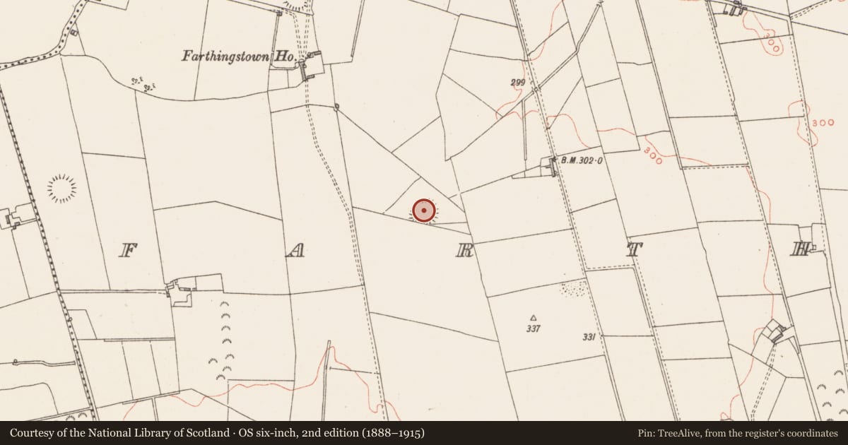 Ordnance Survey six-inch map, 2nd edition (1888–1915) covering the location of Ringfort - rath, Farthingstown, County Westmeath, with a pin at the register's coordinates