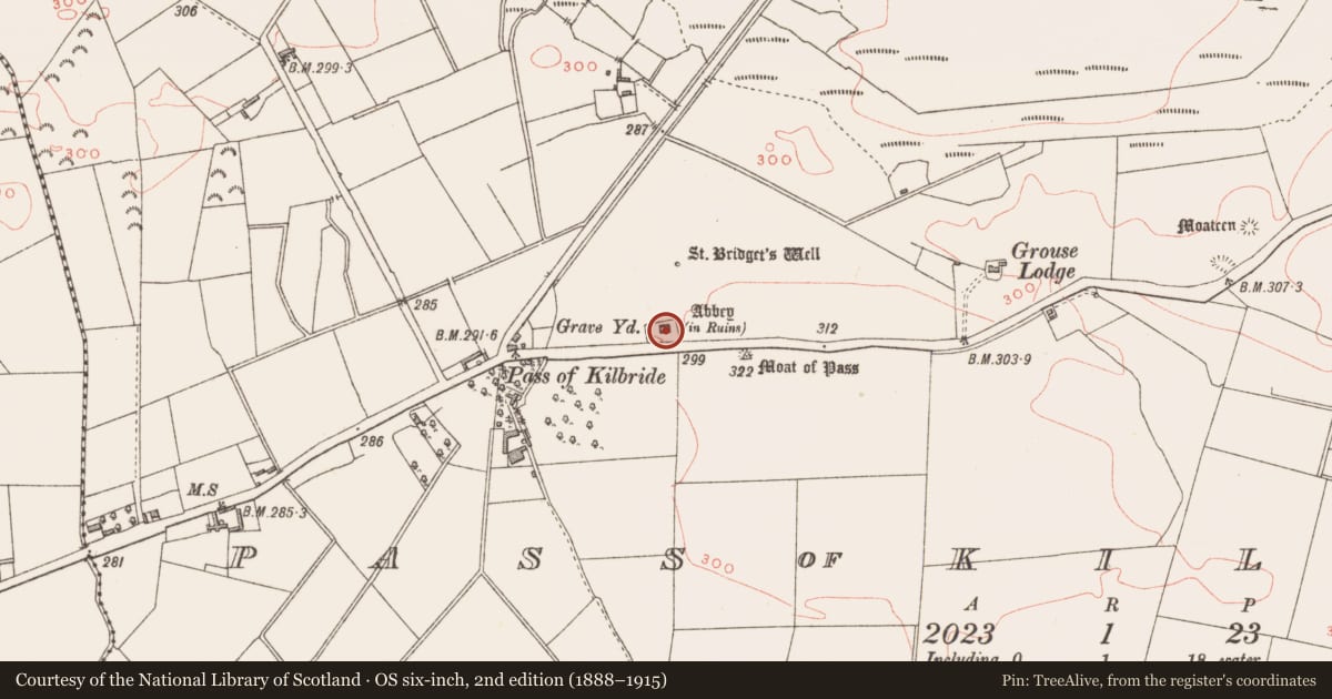 Ordnance Survey six-inch map, 2nd edition (1888–1915) covering the location of Font, Pass of Kilbride, County Westmeath, with a pin at the register's coordinates