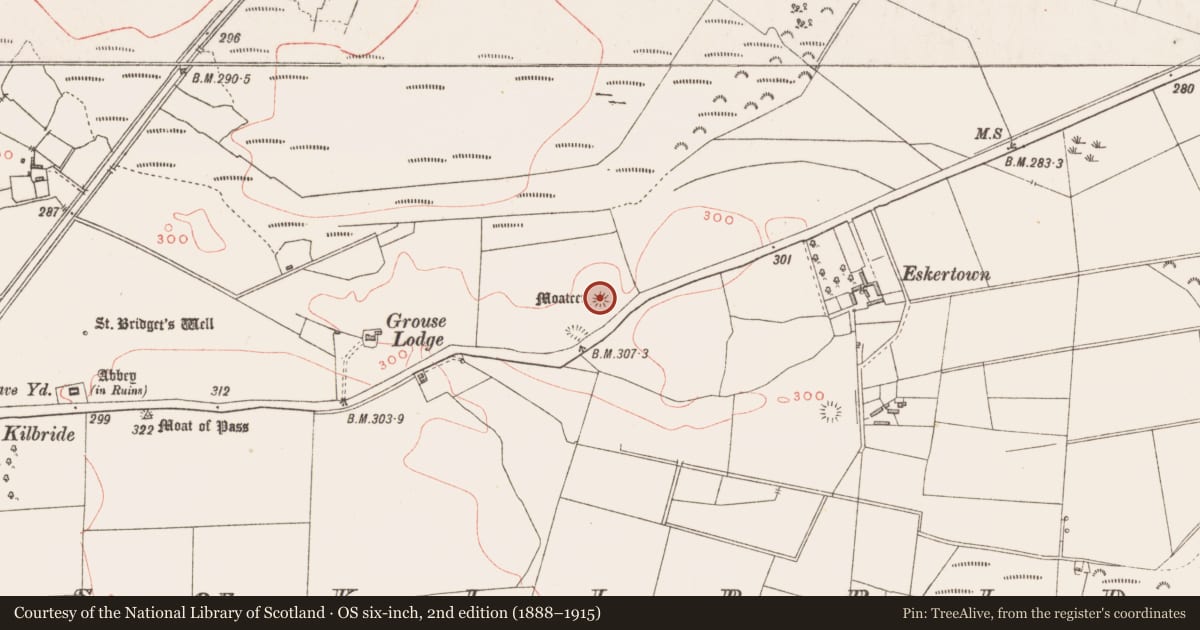 Ordnance Survey six-inch map, 2nd edition (1888–1915) covering the location of Barrow - unclassified, Pass of Kilbride, County Westmeath, with a pin at the register's coordinates