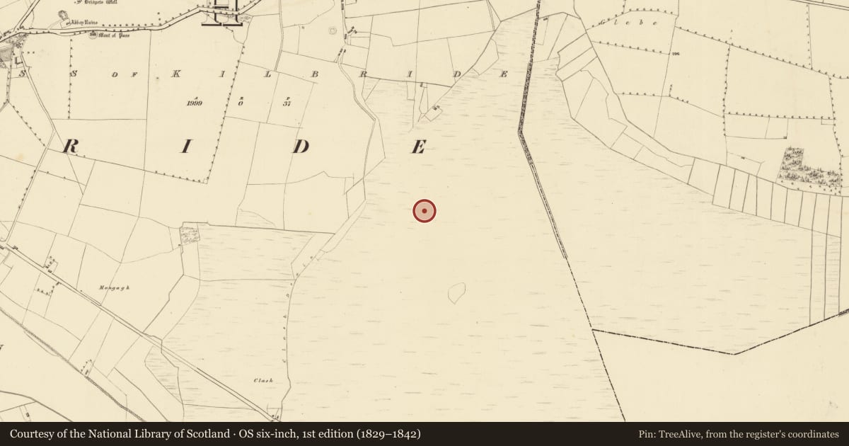 Ordnance Survey six-inch map, 1st edition (1829–1842) covering the location of Road - class 1 togher, Pass of Kilbride, County Westmeath, with a pin at the register's coordinates