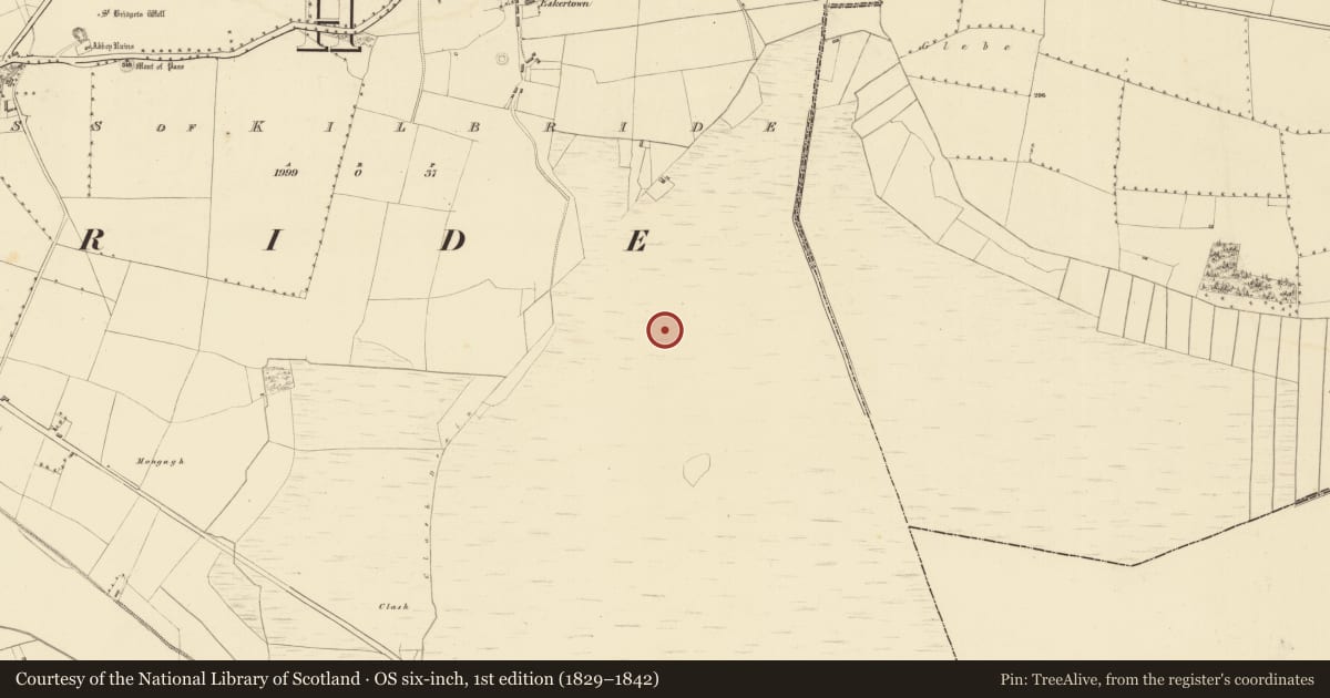 Ordnance Survey six-inch map, 1st edition (1829–1842) covering the location of Road - class 3 togher, Pass of Kilbride, County Westmeath, with a pin at the register's coordinates