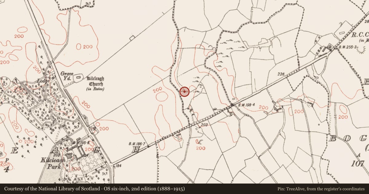 Ordnance Survey six-inch map, 2nd edition (1888–1915) covering the location of Well, Ballycahillroe, County Westmeath, with a pin at the register's coordinates