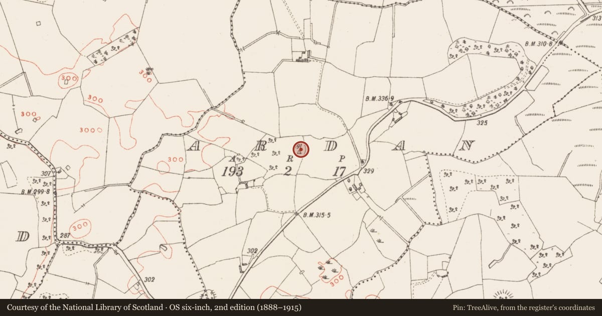 Ordnance Survey six-inch map, 2nd edition (1888–1915) covering the location of Barrow - mound barrow, Ardan, County Westmeath, with a pin at the register's coordinates