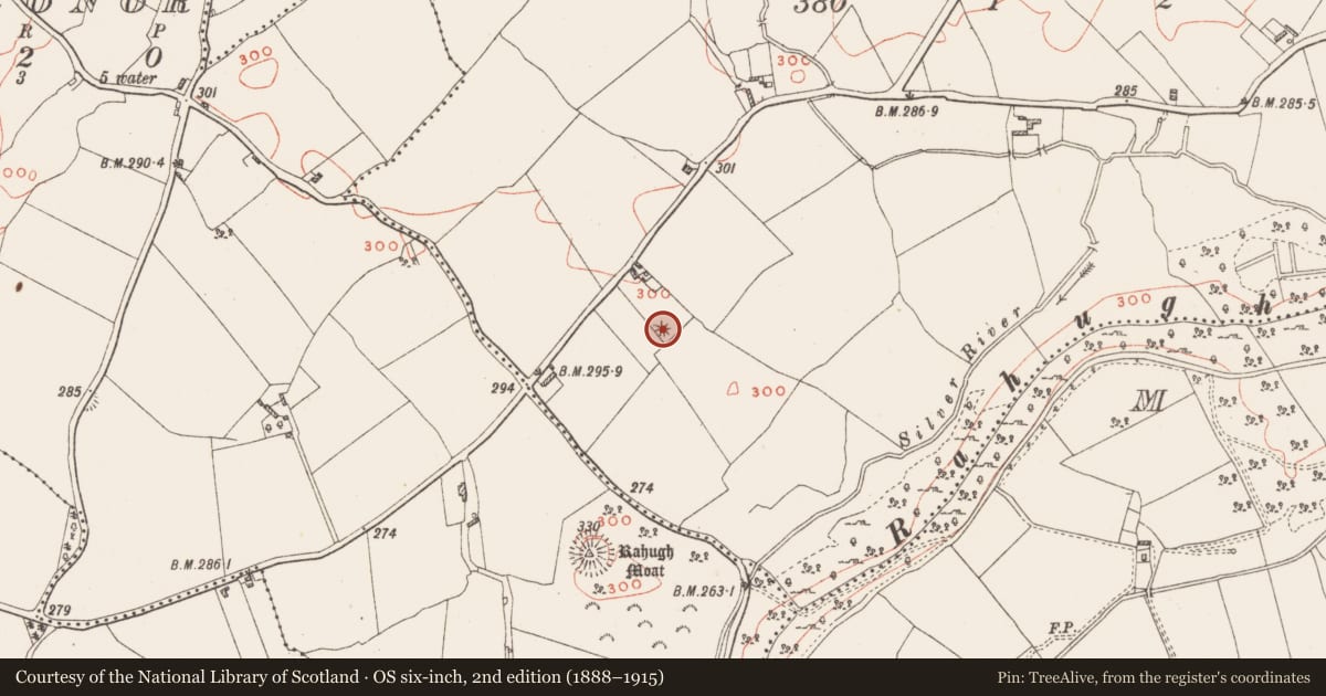 Ordnance Survey six-inch map, 2nd edition (1888–1915) covering the location of Mound, Kiltober, County Westmeath, with a pin at the register's coordinates