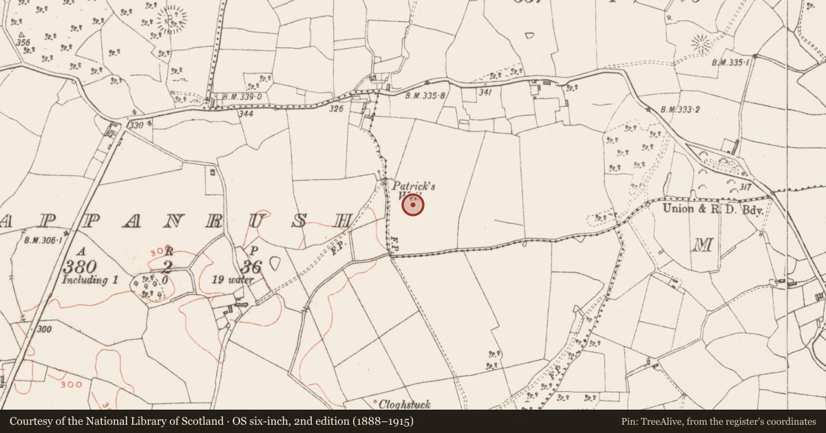 Ordnance Survey six-inch map, 2nd edition (1888–1915) covering the location of Enclosure, Garryduff, County Westmeath, with a pin at the register's coordinates