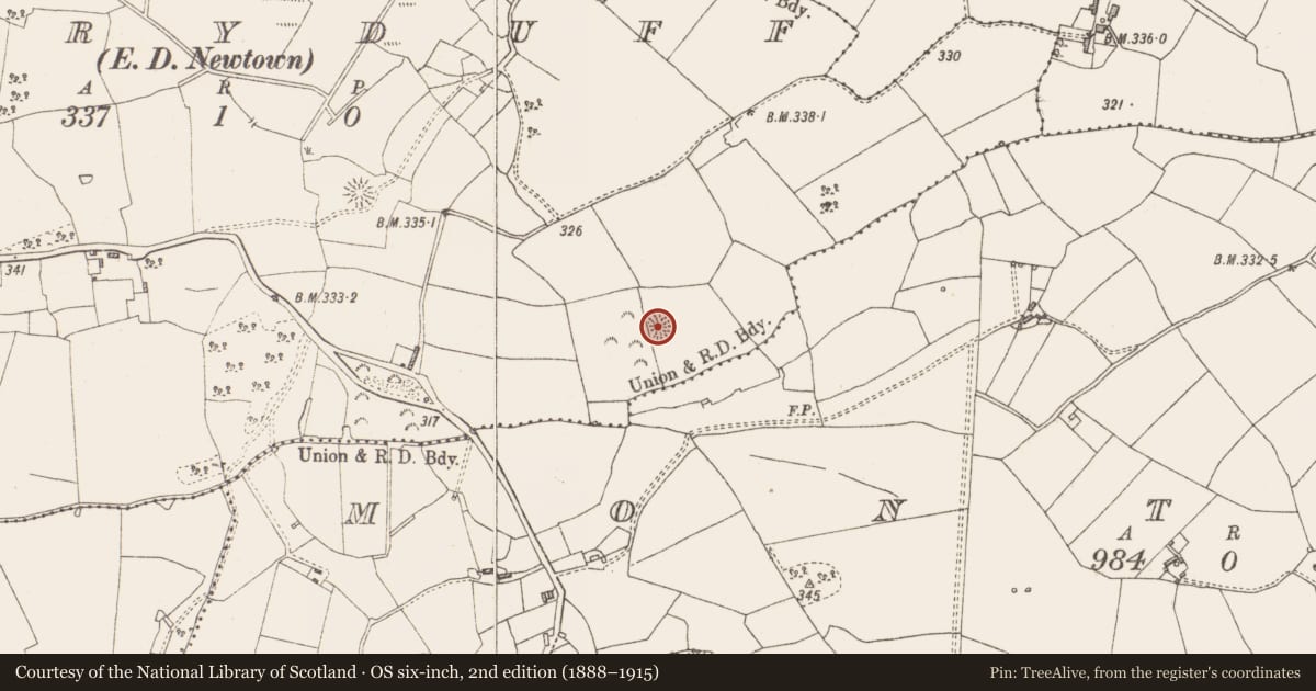 Ordnance Survey six-inch map, 2nd edition (1888–1915) covering the location of Barrow - ring-barrow, Garryduff, County Westmeath, with a pin at the register's coordinates