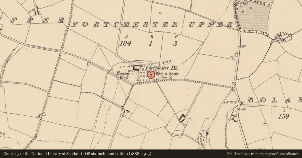 Ordnance Survey six-inch map, 2nd edition (1888–1915) covering the location of Fortification, Fortchester Upper, County Wexford, with a pin at the register's coordinates