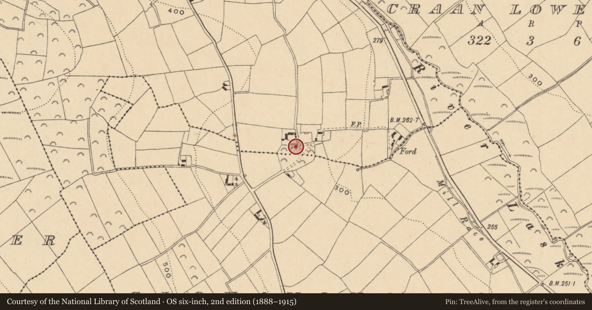Ordnance Survey six-inch map, 2nd edition (1888–1915) covering the location of Ritual site - holy well, Clonamona Upper, County Wexford, with a pin at the register's coordinates